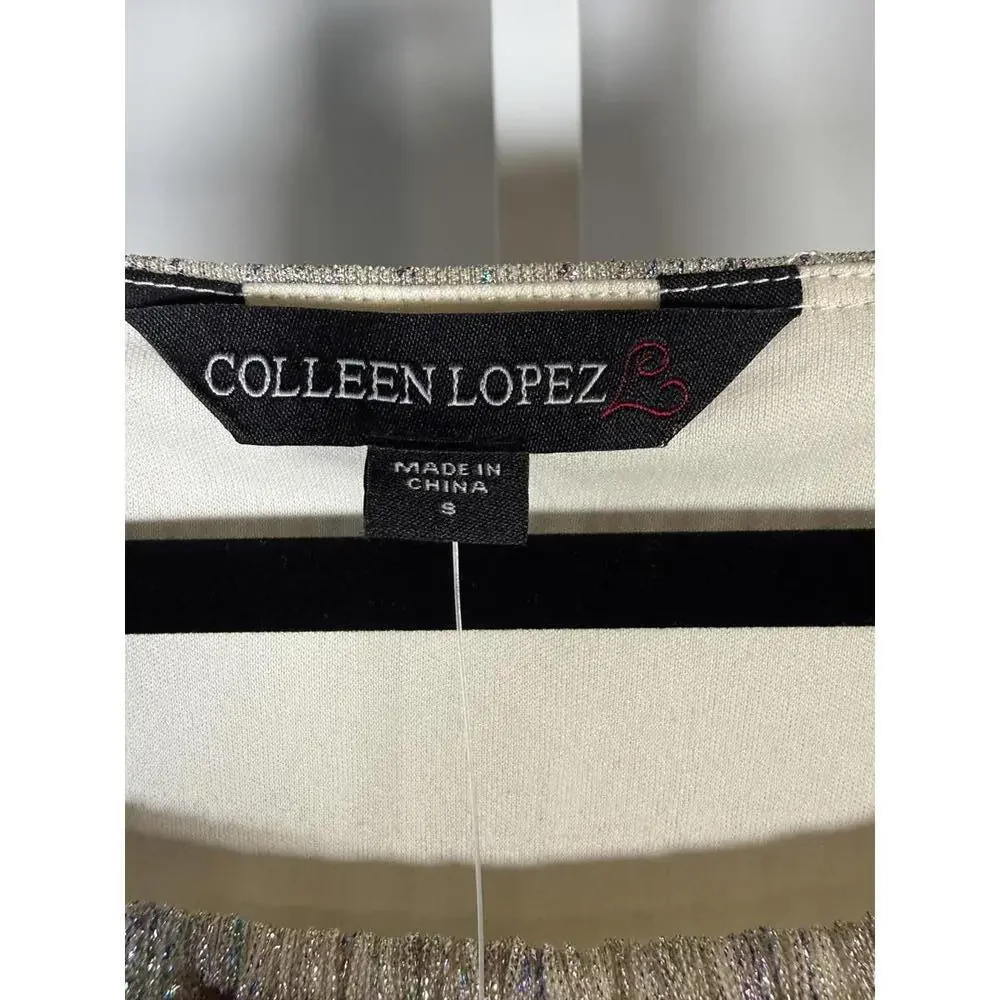 NWT Colleen Lopez Metallic Shimmer Peasant Blouse Size Small - Picture 5 of 6
